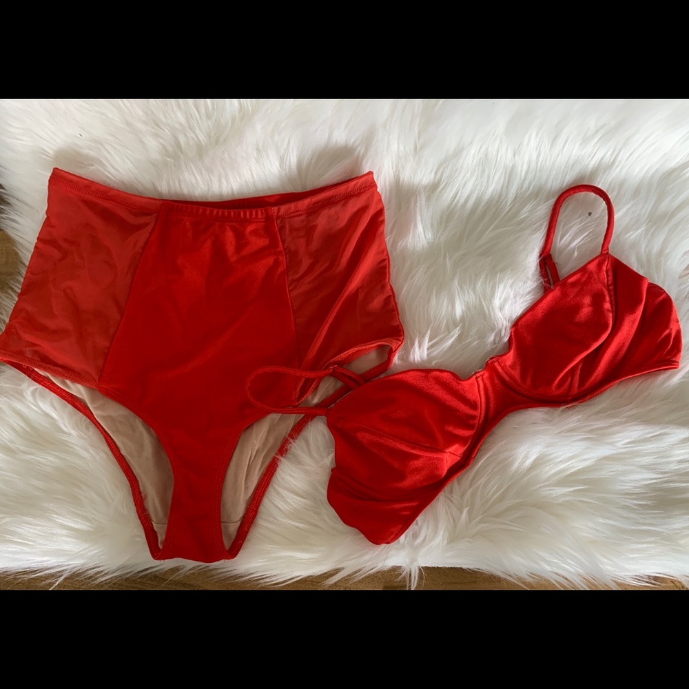Red American apparel swimsuit, size L